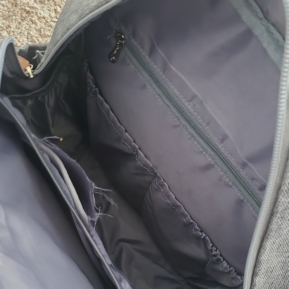 Ruvalino Gray and Brown Quilted Backpack with Leather Accents And Accessory - Picture 7 of 11